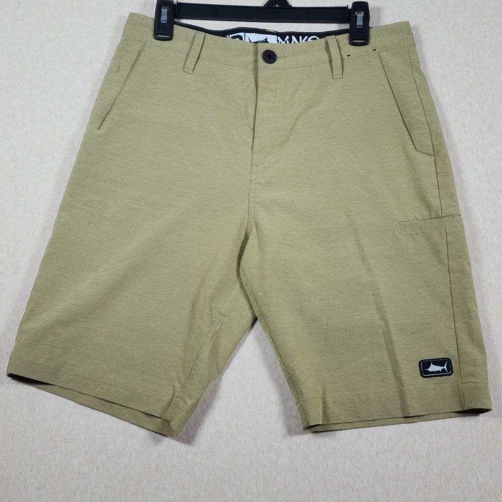 Pelagic Mako Hybrid Stretch Khaki Tan Fishing Board Shorts Size 30 Mens Gorpcore
